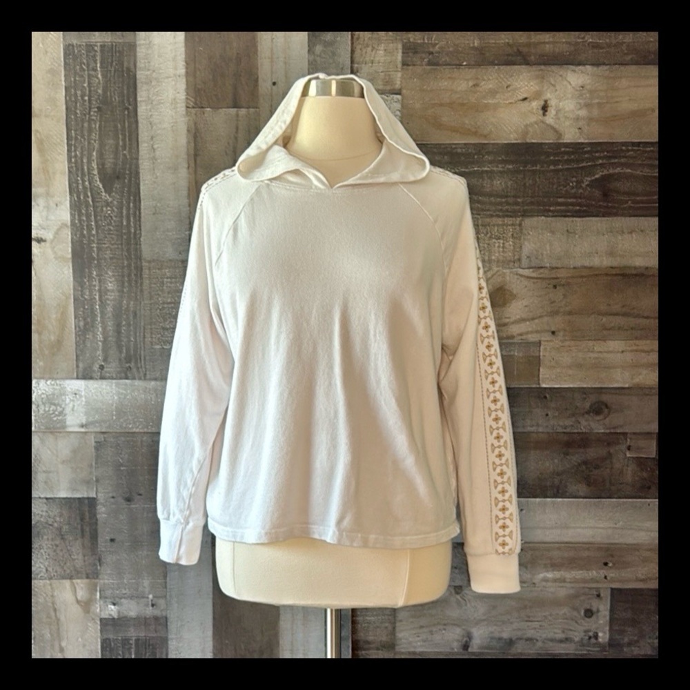 Cost Plus World Market ivory hoodie jacket OS boho chic coastal quiet luxury